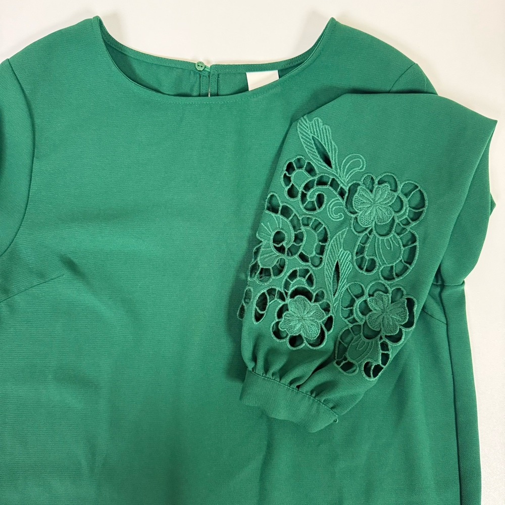 H&M Bottle Green Lace-detail Tunic Dress‎ Women's Size 6